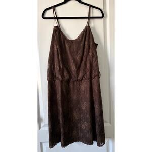 Laundry Shelli Segal Brown Lace Spaghetti Strap Dress Women’s Fully Lined 10 NWT